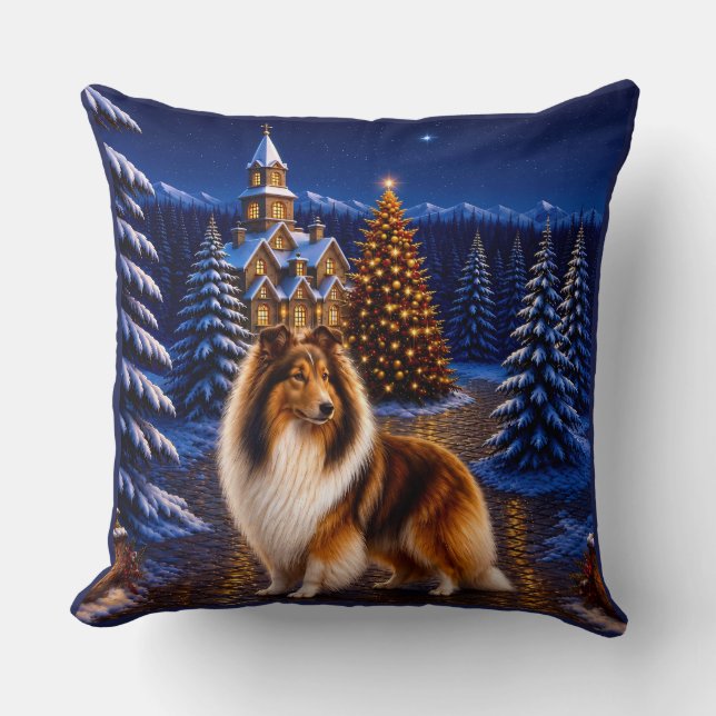 Coussin Collie à poil dur de vacances (Recto)