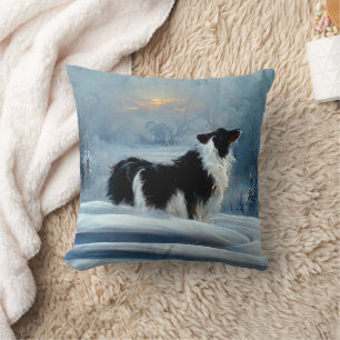 Coussin Collie frontalier en hiver animal de compagnie de