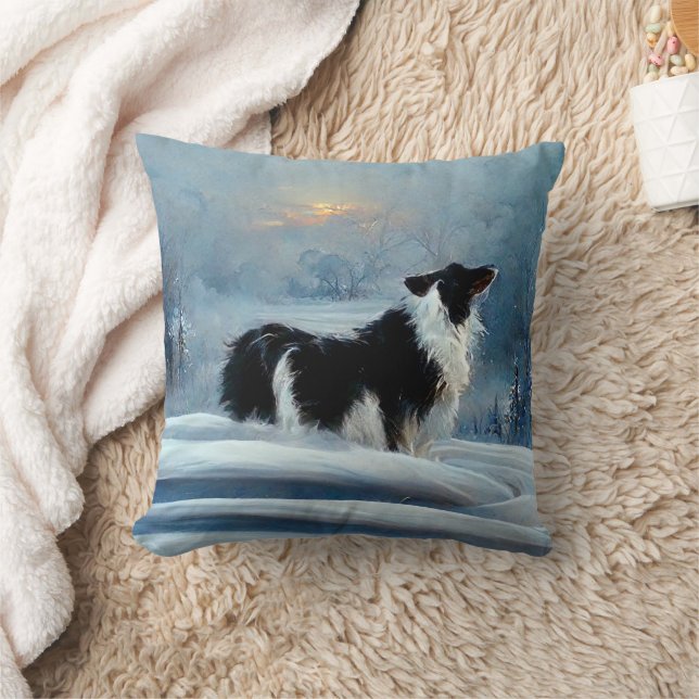 Coussin Collie frontalier en hiver animal de compagnie de  (Couverture)