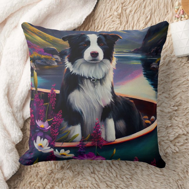 Coussin Collie frontalier sur une pagaie : une aventure Pi (Couverture)