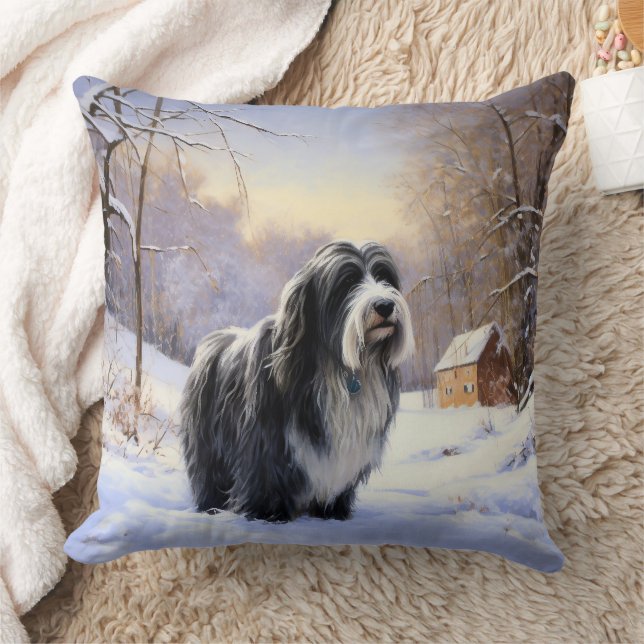 Coussin Collie Laisser Il Neige Noël (Couverture)