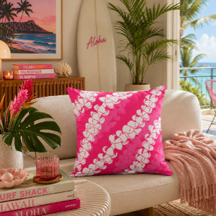 Coussin Collier lei en impression Puakenikeni hawaïen