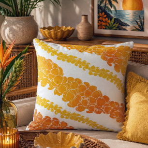Coussin Collier lei en impression Puakenikeni hawaïen