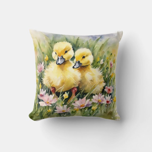 Coussin Colliers d'aquarelle dans le pré Fleur sauvage (Recto)