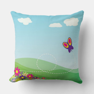 COUSSIN COLLINE AVEC BOUTEILLE ET FLEURS