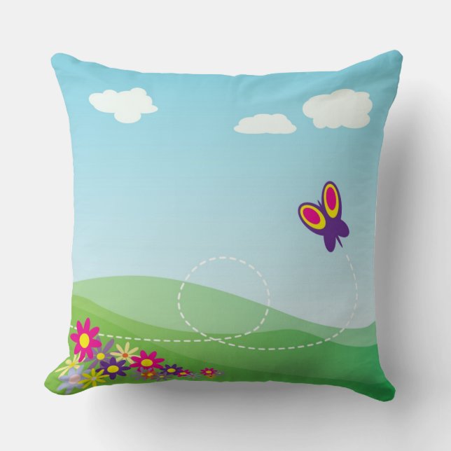 COUSSIN COLLINE AVEC BOUTEILLE ET FLEURS (Recto)