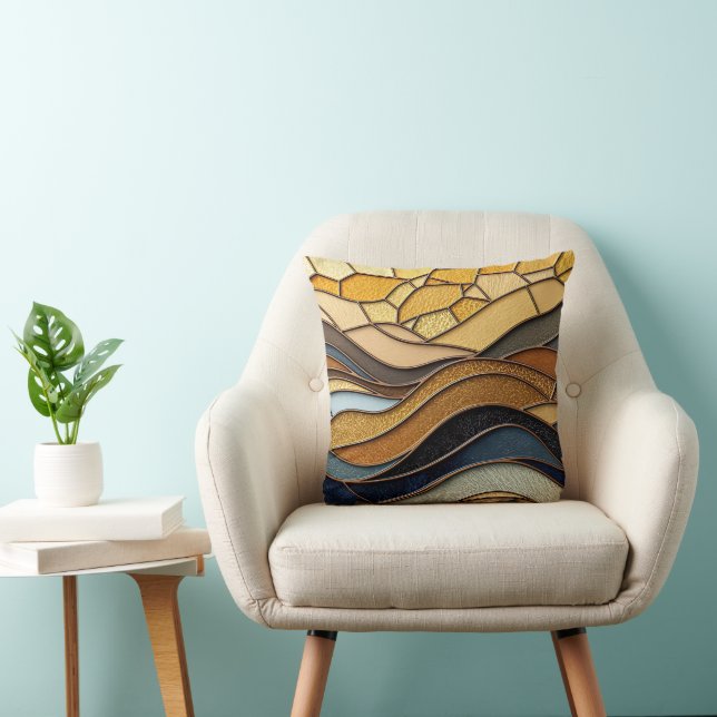 Coussin Collines de désert Sable Or Mosaïque Beaux-Arts (Chaise)