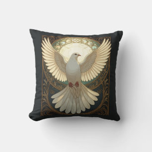 Coussin Colombe angélique Art Nouveau vintage vecteur