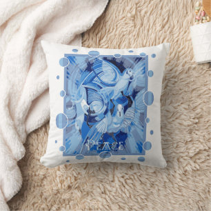 Coussin Colombe avec texte de paix celtique dans des tons