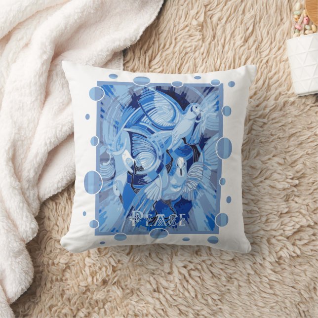Coussin Colombe avec texte de paix celtique dans des tons  (Couverture)
