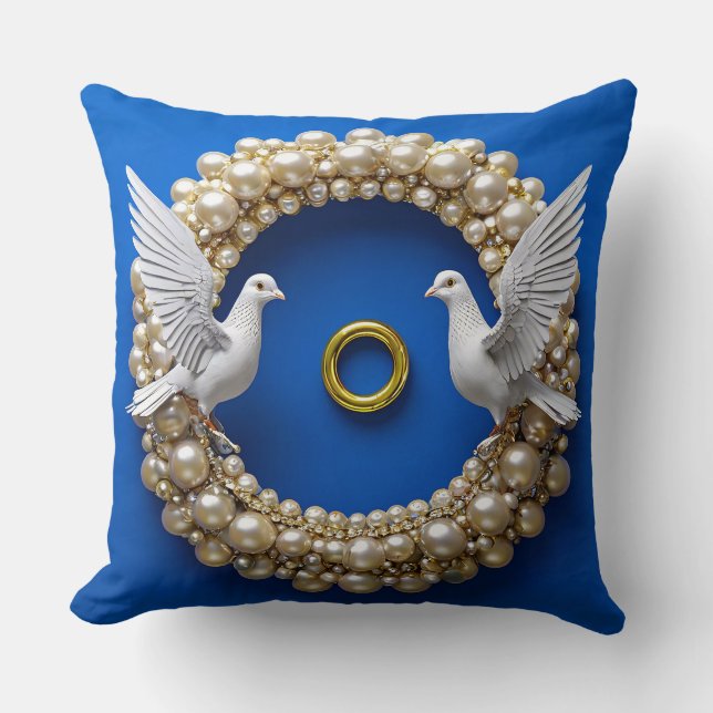 Coussin Colombes de mariage oiseaux de l'amour romantiques (Recto)