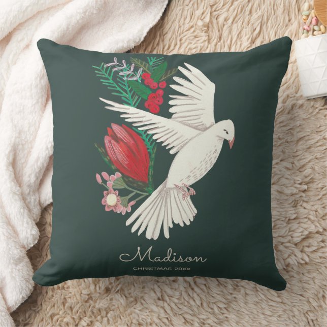 Coussin Colombes paix sur terre Noël (Couverture)