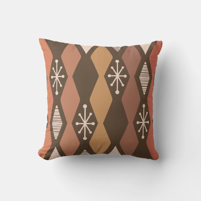 Coussin Colonnes MCM de l'âge atomique brûlées orange (Recto)