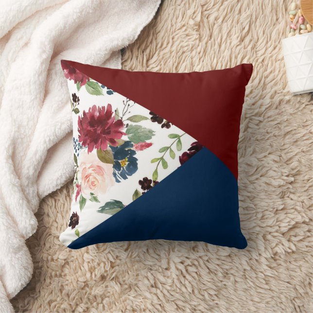 Coussin Colorblock Boho Bloom | Bourgogne et Motif de mari (Couverture)