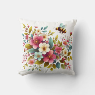Coussin Coloré, Abeille printanière/florale