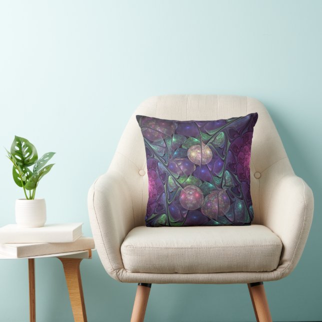 Coussin Coloré brillant Art Abstrait Fractal moderne (Chaise)
