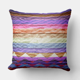 Coussin Coloré Chevron Stripe bois Vintage #9