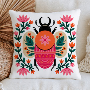 Coussin Coloré Coléoptère Insecte Art Populaire Floral Cot