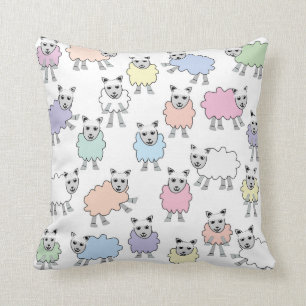 Coussin coloré d'agneaux