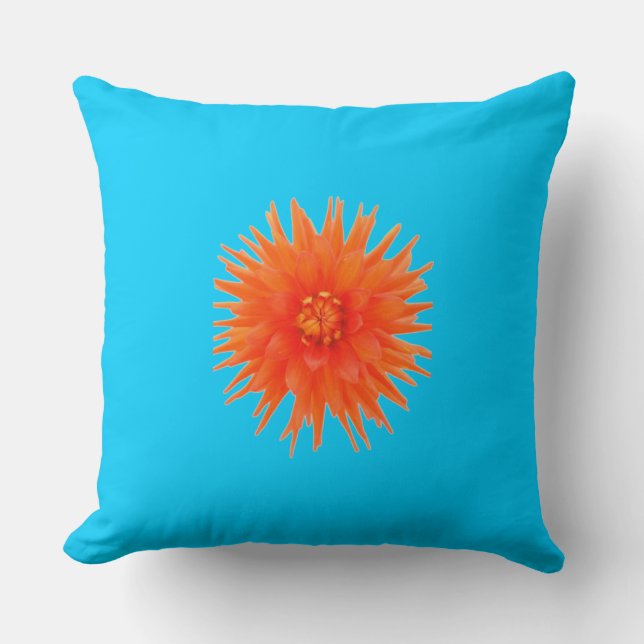 Coussin Coloré Double Côté Jaune Bleu Orange Fleur (Recto)