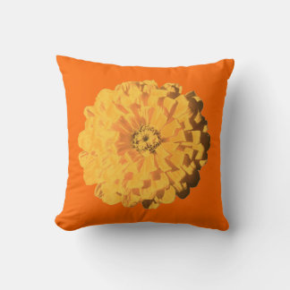 Coussin Coloré double face orange avec Fleur Jaune