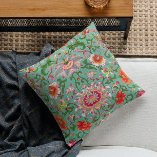 Coussin Coloré Elegant Asiatique Floral Chinoiserie Motif