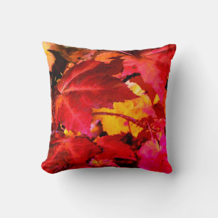 Coussin Coloré élégant rose rouge orange automne Feuilles