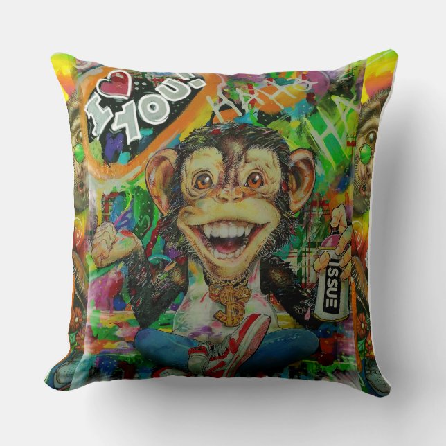Coussin coloré et amusant, puffs pop art. (Recto)