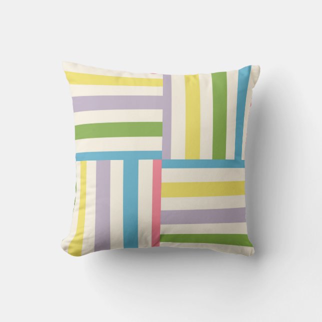 Coussin Coloré été rayé blocs motif (Recto)
