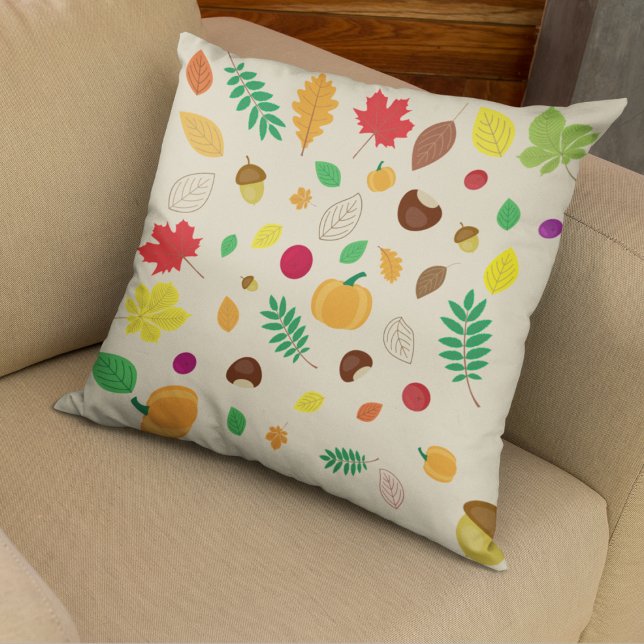 Coussin Coloré Feuilles d'automne Berries Citrouille Motif (Créateur téléchargé)