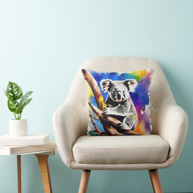 Coussin Coloré Koala Bear Aquarelle Splash, (Chaise)