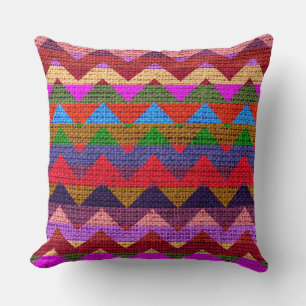 Coussin Coloré Motif Chevron Burlap Rustic Jute #8