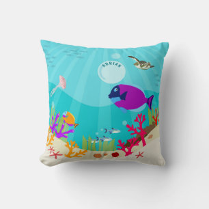 Coussin Coloré Ocean Sea Animals Nom des enfants