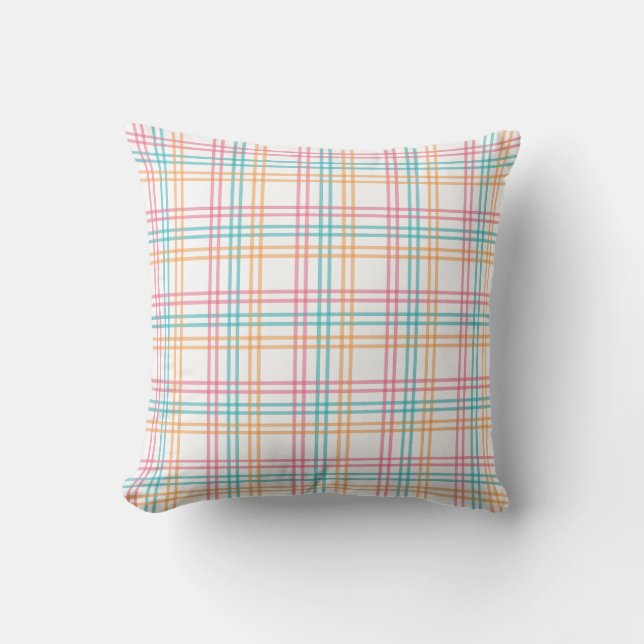 Coussin Coloré Pastel Plaid (Recto)
