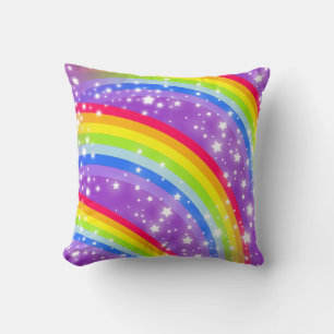 coussin coloré rayures arc-en-ciel