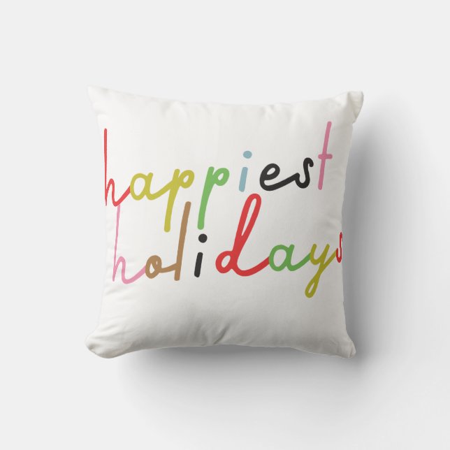 Coussin coloré rétro moderne Joyeux Noël (Recto)