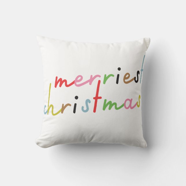 Coussin coloré rétro moderne Joyeux Noël (Recto)