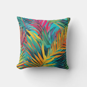 Coussin Coloré Tropical Feuille Fronds Palm