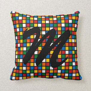 Coussin coloré w/Initial - couleurs primaires de