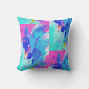 Coussin Colorée abstraite aqua fuchsia indigo kitty voices