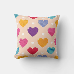 Coussin Colorée Pop Art Motif de coeur