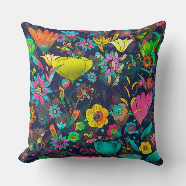 Coussin Colorful botanical pattern (Recto)