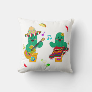 Coussin Colorful Festive Cinco de Mayo 2025 Dancing Cactus