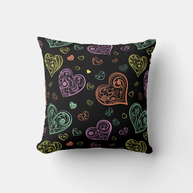 Coussin Colorful Floral Hearts Motif (Recto)