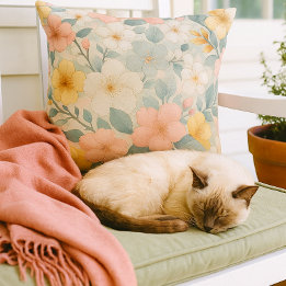 Coussin Colorful Floral on Light Gray 