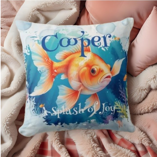 Coussin Colorful Funny Goldenfish Pet Fans  (Celebrate your love for pet goldfish with our Colorful Funny Goldfish Pet Fans Throw Pillow.)