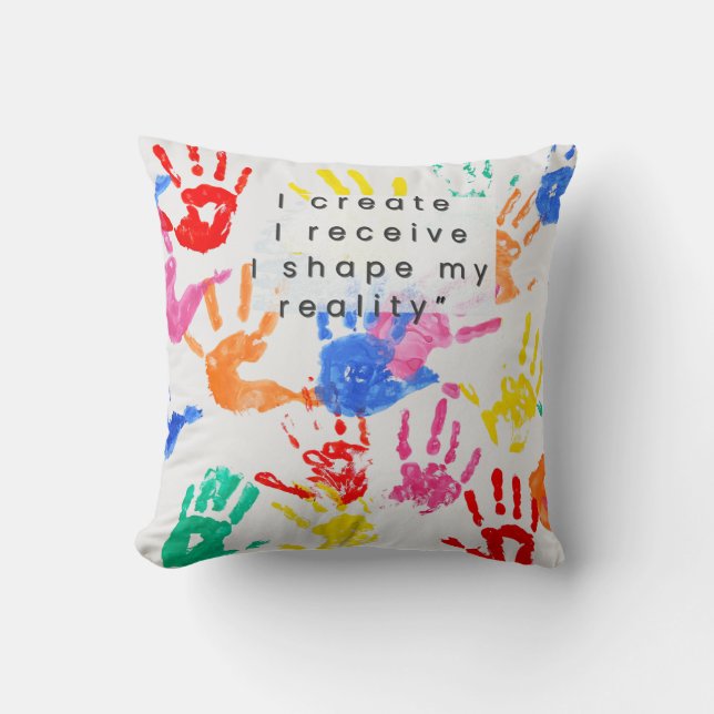 Coussin Colorful Handprint Pattern Throw Pillow (Recto)