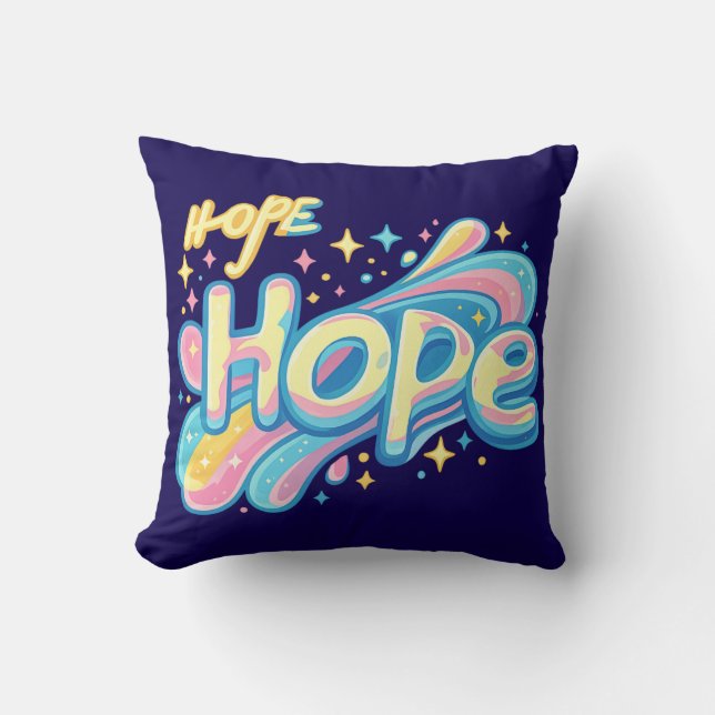 Coussin Colorful Hope Graffiti - Y2K Sparkle Aesthetic (Recto)
