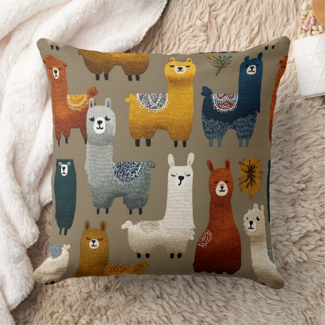 Coussin Colorful Llamas And Alpacas Mingle (Couverture)