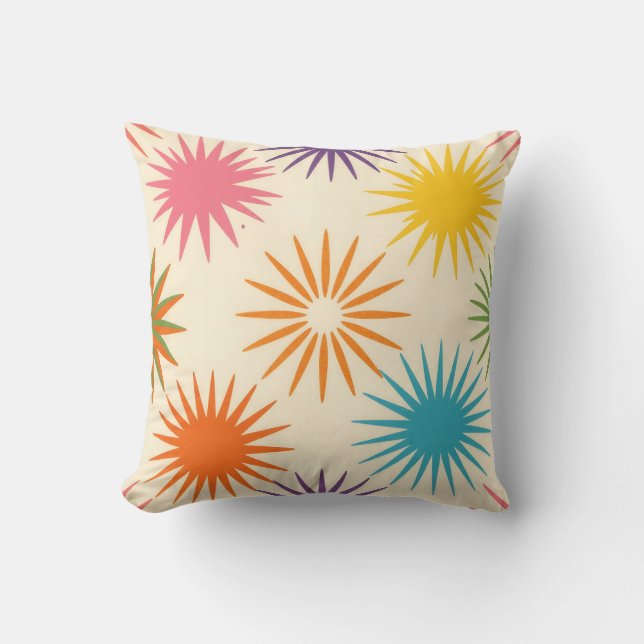 Coussin Colorful Mid Century Starburst Pattern (Recto)